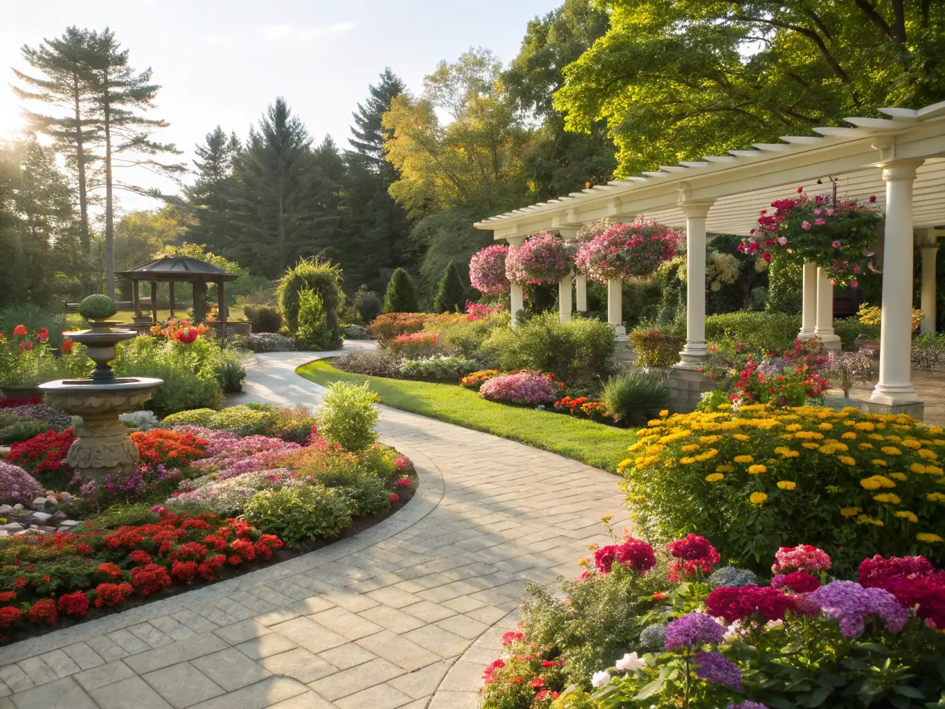 A vibrant vertical garden with colorful flowers and herbs, adding a touch of nature to a small outdoor space.